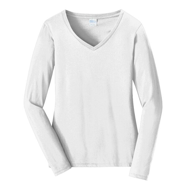 Port & Company Ladies Long Sleeve Fan Favorite V Neck Tee Thumbnail